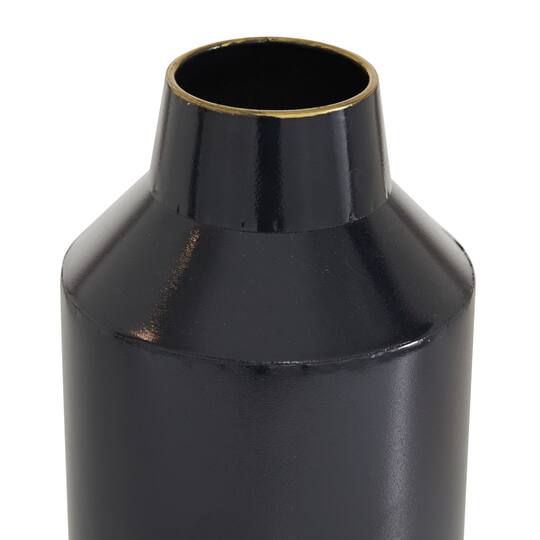 Set of 2 Black Metal Contemporary Vase, 10", 12"